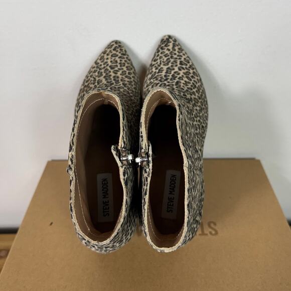 New Steve Madden Nix Leather Leopard Print Booties Women's Size 8 - Picture 8 of 9